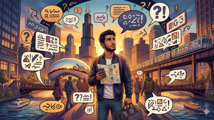 العيش بدون لغة في ولاية إلينوي 2026: الدليل الشامل للمهاجرين الجدد ضعاف اللغة الإنجليزية [خطة عملية]